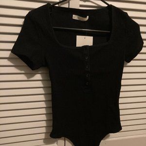 Oak & Fort black henley bodysuit (XS), new with tags